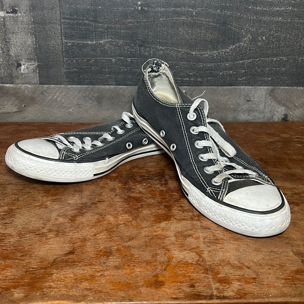 Well Loved Black and White Converse Shoes
